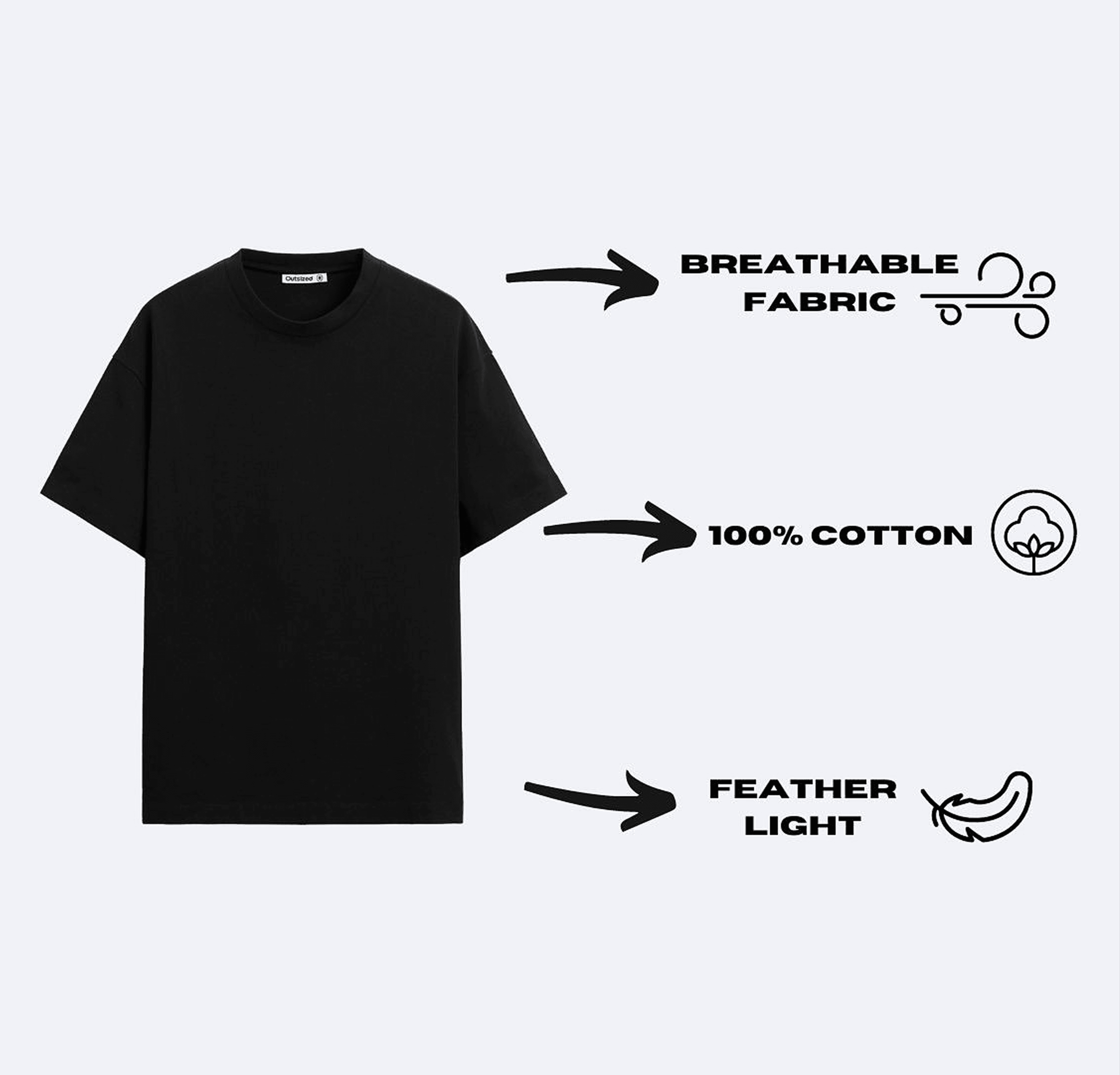 Outsized black oversized t-shirt features creative