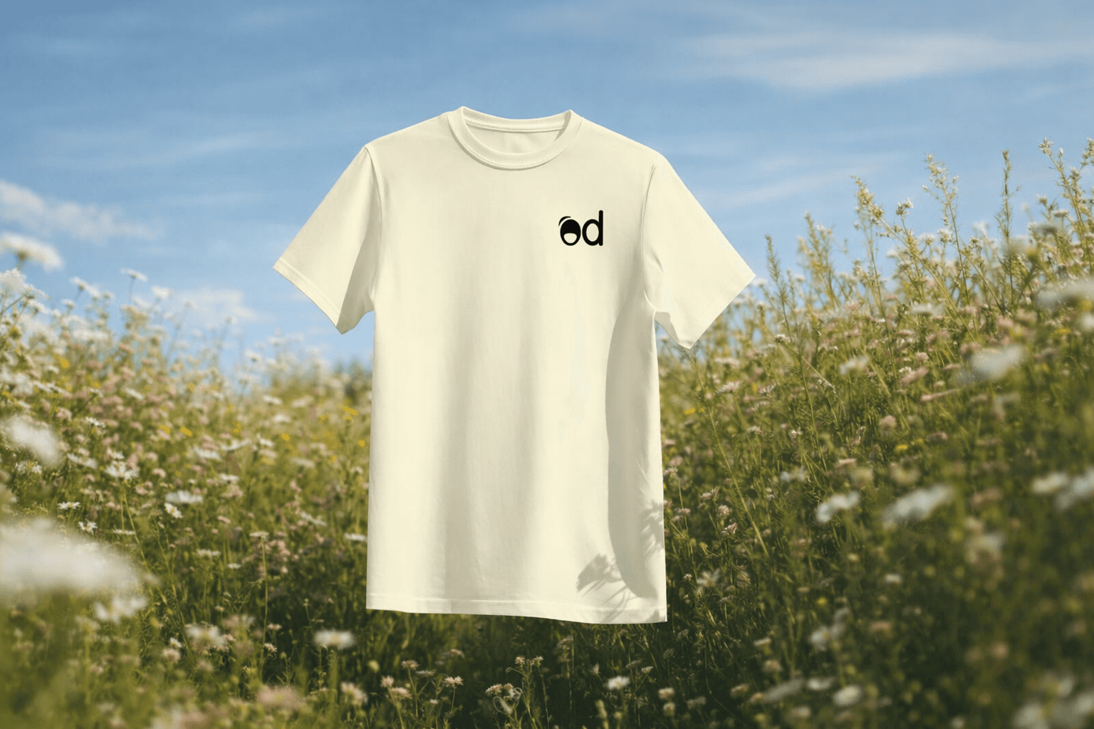 Outsized white t-shirt lifestyle product shot