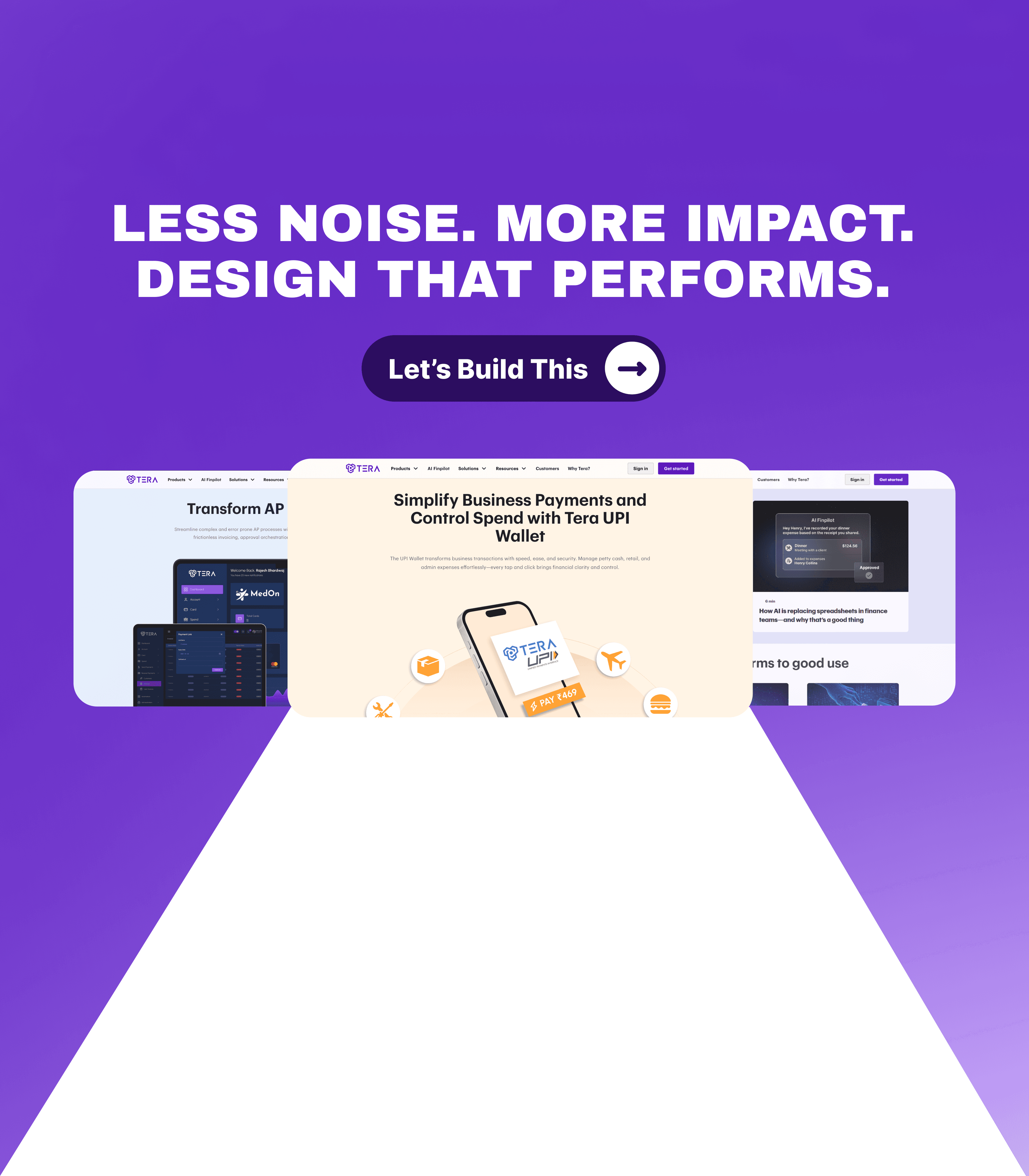 Tera Cloud website pages designed by performa. studio
